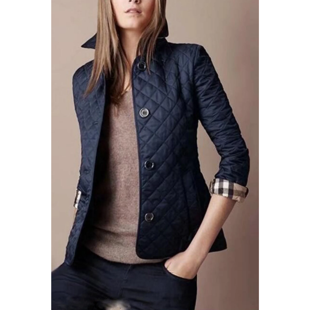 NOUVEAU RICHE Damen Knopf Daunen Jacke Moderne Wärme Stilvoll Bequem Blau