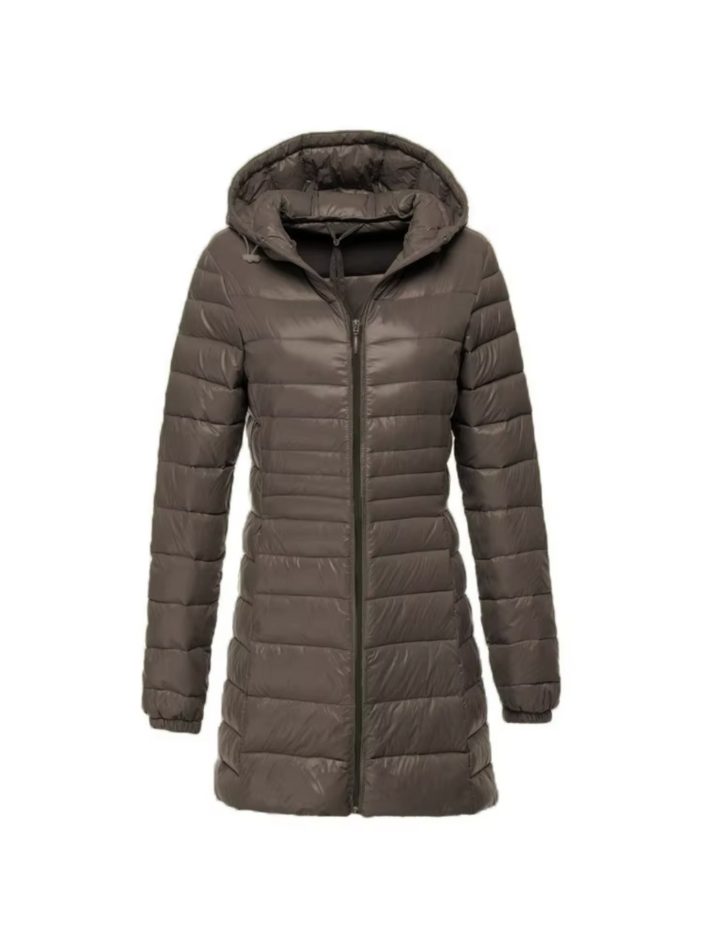 NOUVEAU RICHE Damen Lange Wattierte Jacke Daunenjacke Leicht Warm Olivegrün