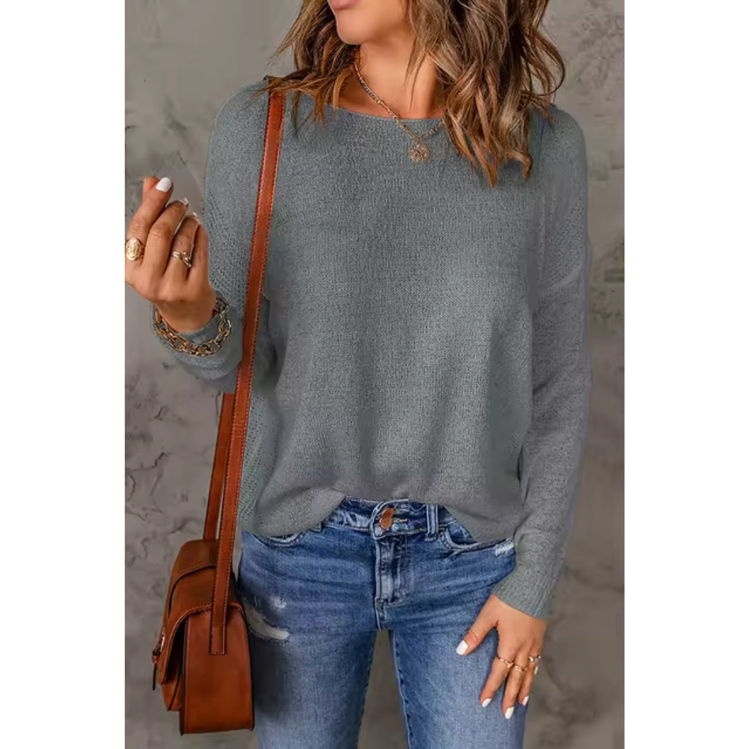 NOUVEAU RICHE Pullover Damen Zeitloser Komfort Weicher Strick Stil Grau