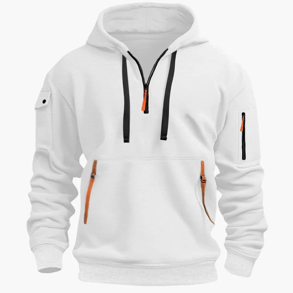 NOUVEAU RICHE Hoodie Für Herren Mit Struktur Und Vielseitige Passform Weiß