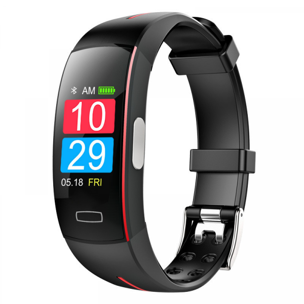 NOUVEAU RICHE Smarter Fitness Tracker mit Pulsmesser – Aktivitäts- & Schlaftracking, Benachrichtigungen, OLED, IP67, iOS & Android Schwarz Rot