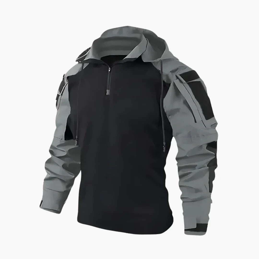 NOUVEAU RICHE Mehrtaschenjacke Herren Kapuze Stehkragen Mit Passform Grau