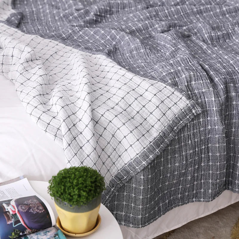 NOUVEAU RICHE Einfache Casual-Baumwolldecke – Leichte Musselin Decke & Tagesdecke für Bett und Sofa, Atmungsaktiv, Ganzjährig – BreezyCotton