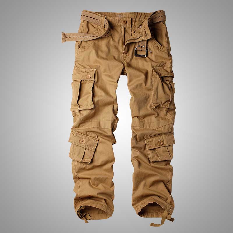 NOUVEAU RICHE Militärische Baggy Hosen Mit 8 Taschen Cargo Hosen Aus 100 Prozent Baumwolle Robuste Und Wasserabweisende Multifunktionale Hosen Für Herren Mit Lockere Passform Und Gerade Beine Khaki