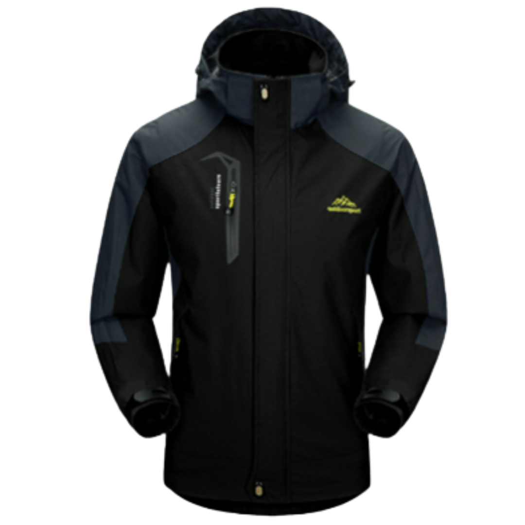 NOUVEAU RICHE Herren Outdoor Regenjacke – Wasserdichte Jacke mit Kapuze und Warmer Isolierung Schwarz