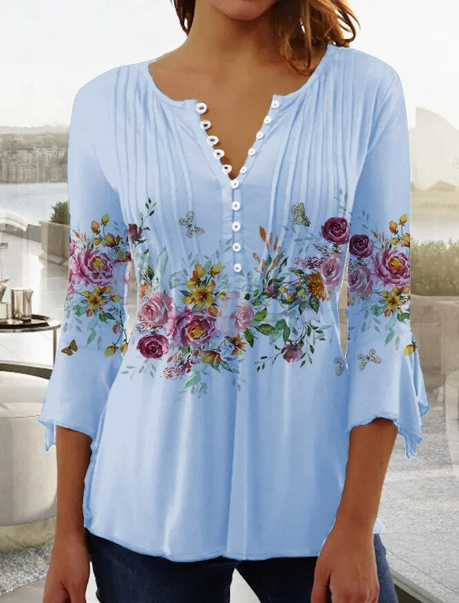 NOUVEAU RICHE Oberteil Damen Baumwollmischung Lässig Alltagslook Hellblau
