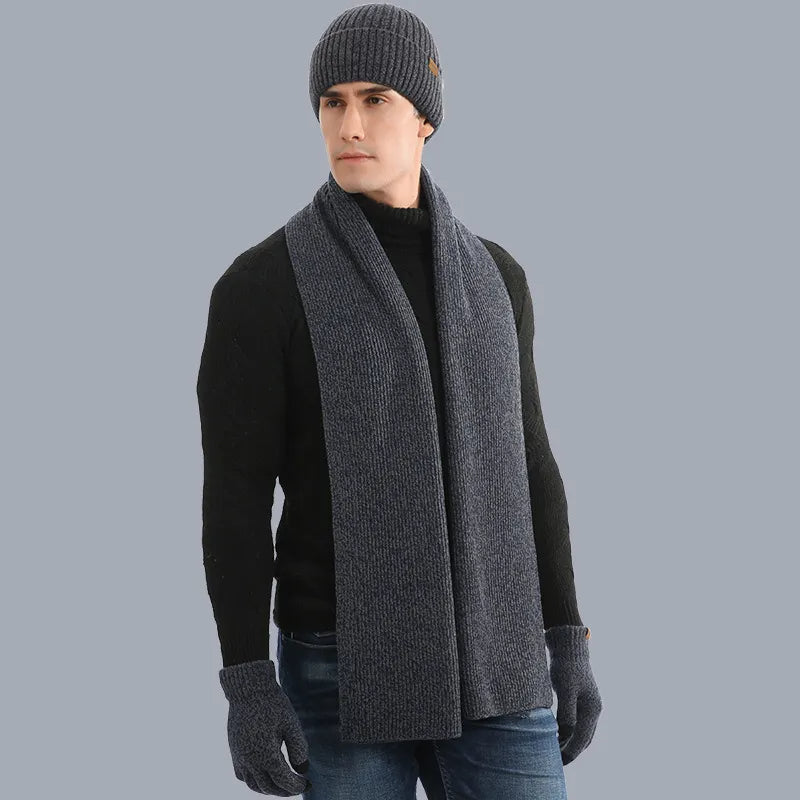 NOUVEAU RICHE Hommes | Robustes Winterset | Mit robuster Mütze, Schal und Handschuhen!