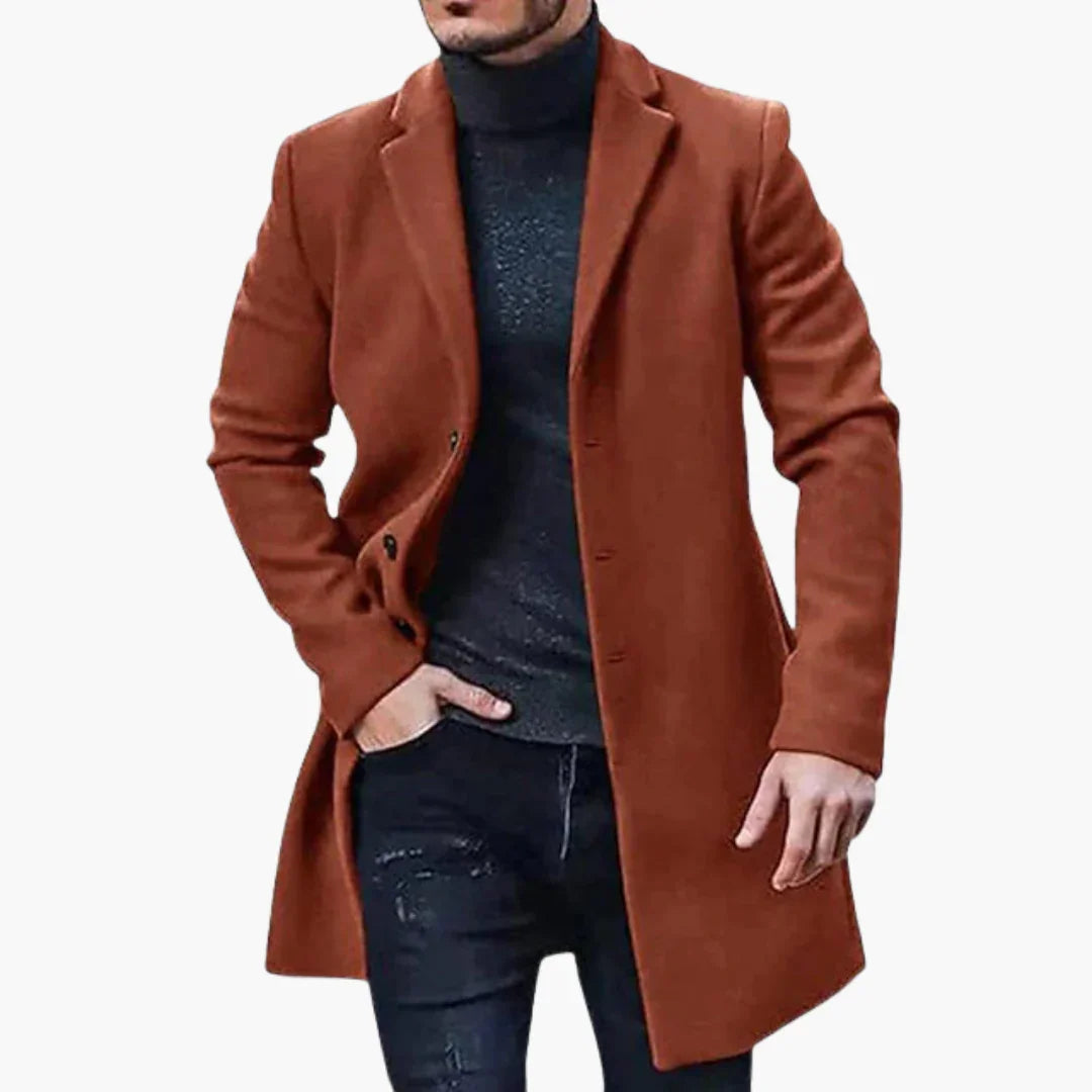NOUVEAU RICHE Wintermantel Für Herren Mit Passform Veredelter Oberstoff Braun