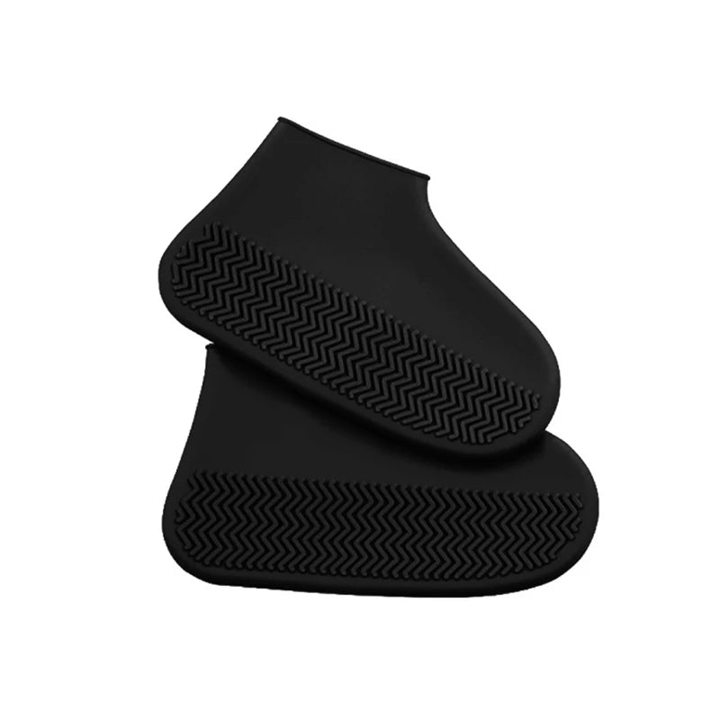 NOUVEAU RICHE Wasserdichte Schuhüberzieher – Wiederverwendbare elastische Regenüberschuhe für Spaziergänge & Velo, waschbar, 5 Farben, S–L Schwarz