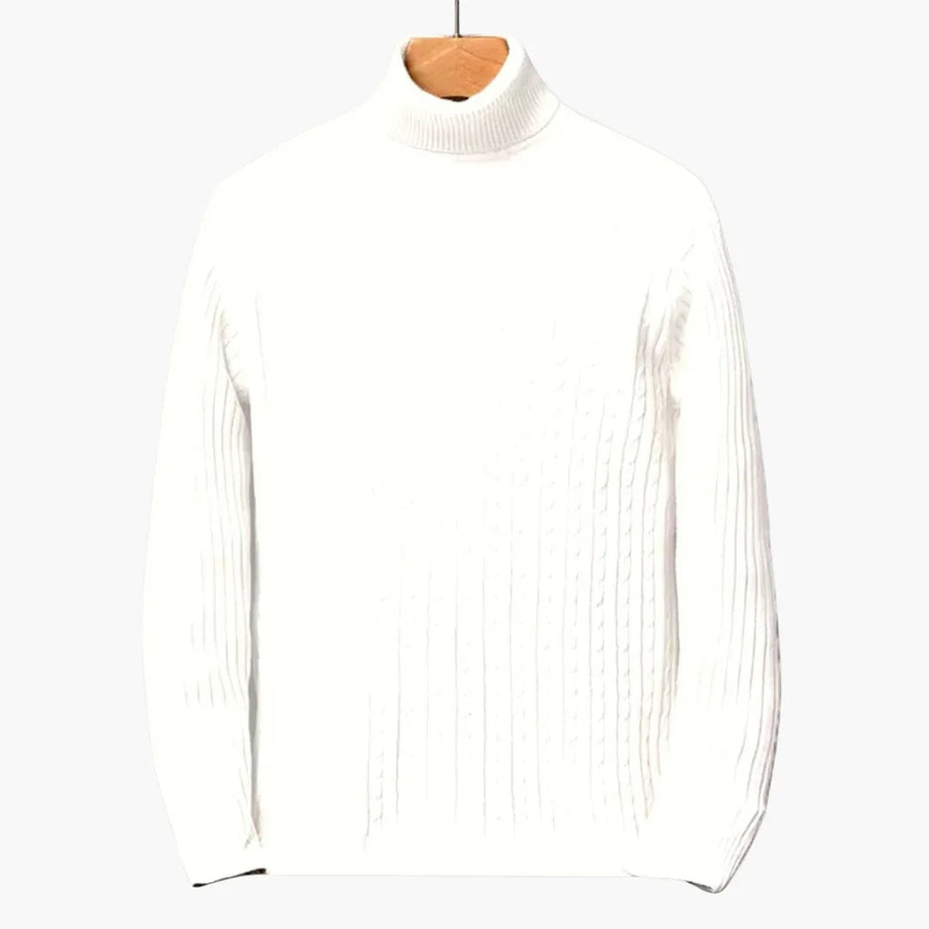 NOUVEAU RICHE Herren Rollkragenpullover Figurbetonte Passform Schlank Weiß