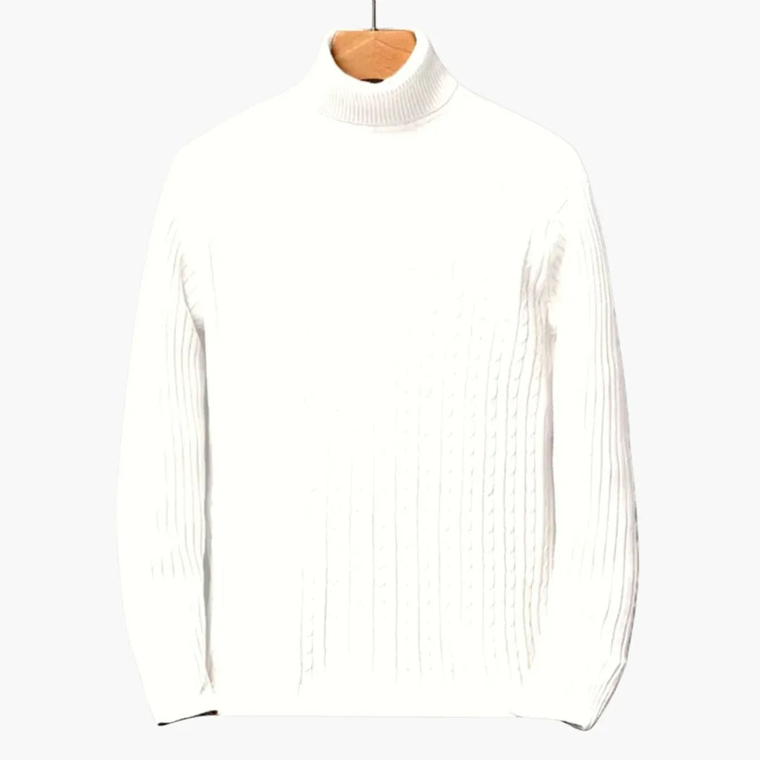 NOUVEAU RICHE Herren Rollkragenpullover Figurbetonte Passform Schlank Weiß