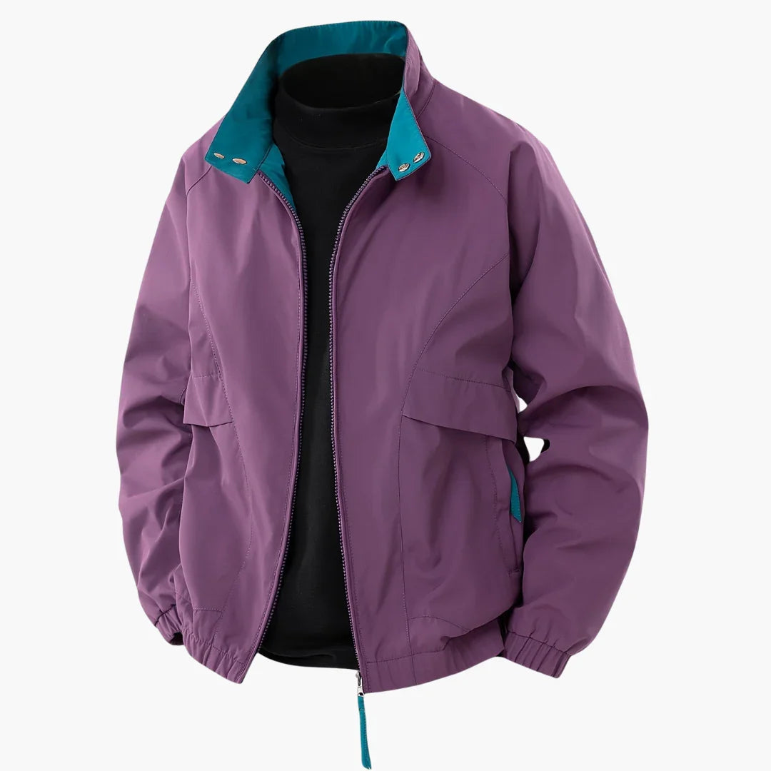 NOUVEAU RICHE Gefütterte Bomberjacke Herren Übergangsjacke Mit Fronttaschen Lila