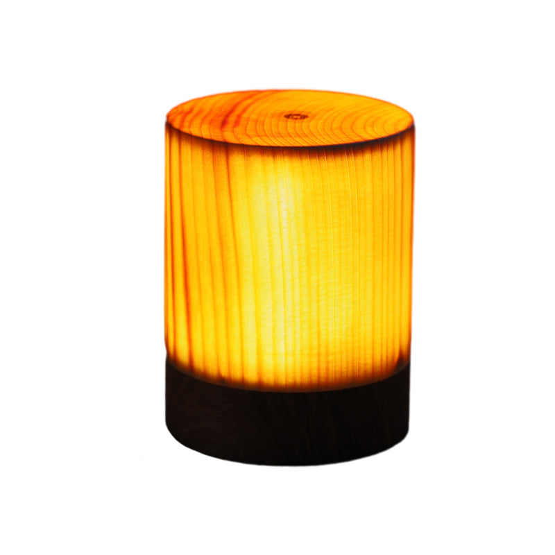 NOUVEAU RICHE Stilvolle LED-Tischlampe – Kabellose Akku Nachttischlampe in Holzoptik, Touch-Dimmbar, 3 Formen – WoodGlow