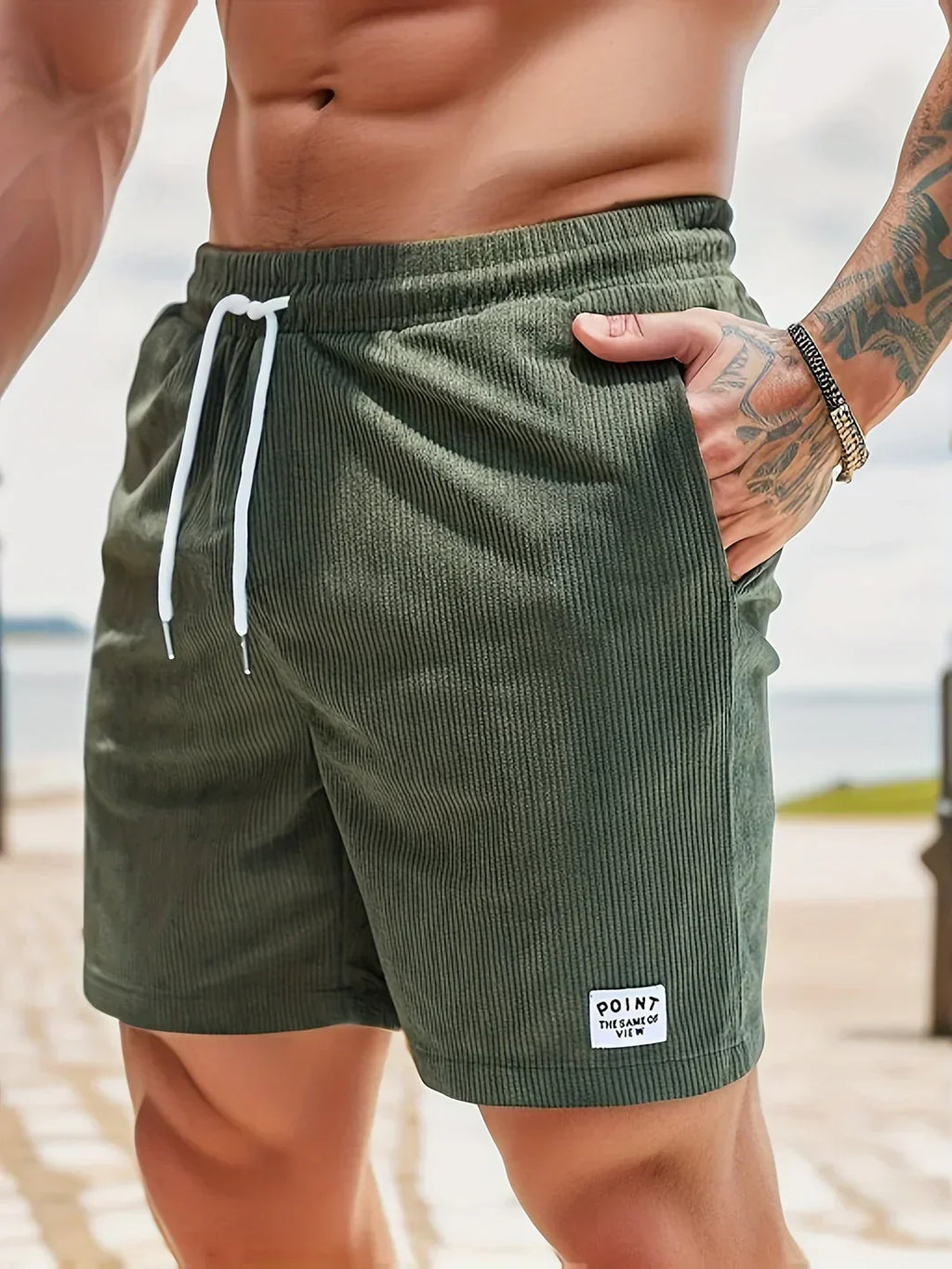 NOUVEAU RICHE Herren Cordshorts Leicht Bequem Sommerlook Große Größen Grün