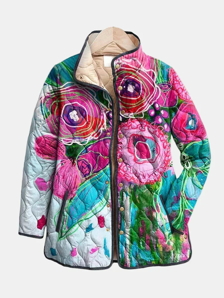 Bersh | Damen Jacke | Abstraktes Blumenmuster Gesteppt