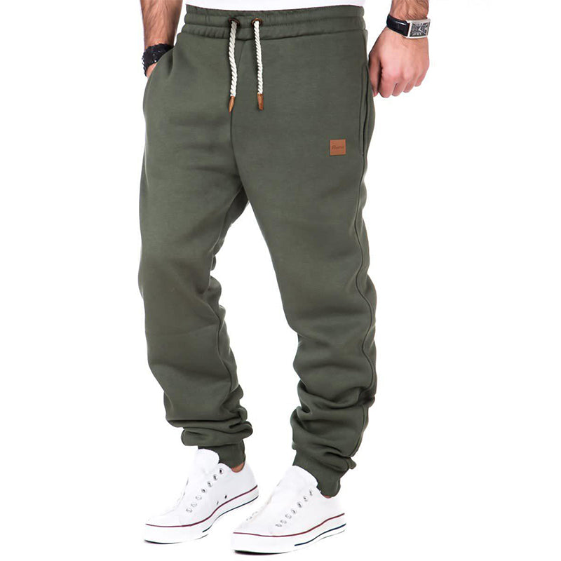 NOUVEAU RICHE Jogginghose Herren Einfarbig Fleece Mit Kordelzug Bequem Dunkelgrün