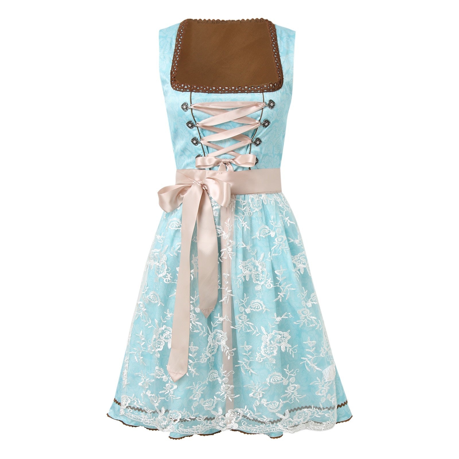 NOUVEAU RICHE Dirndl Kleid Retro Stil Trachten Outfit Oktoberfest Größe Smaragd Muster