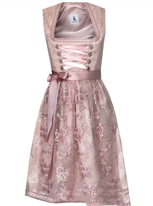 NOUVEAU RICHE Dirndl Kleid Retro Stil Trachten Outfit Oktoberfest Größe Rosa