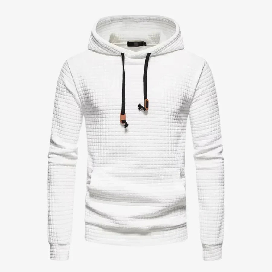 NOUVEAU RICHE Hoodie Karomuster Herren Lockerer Schnitt Kapuze Kordelzug Weiß