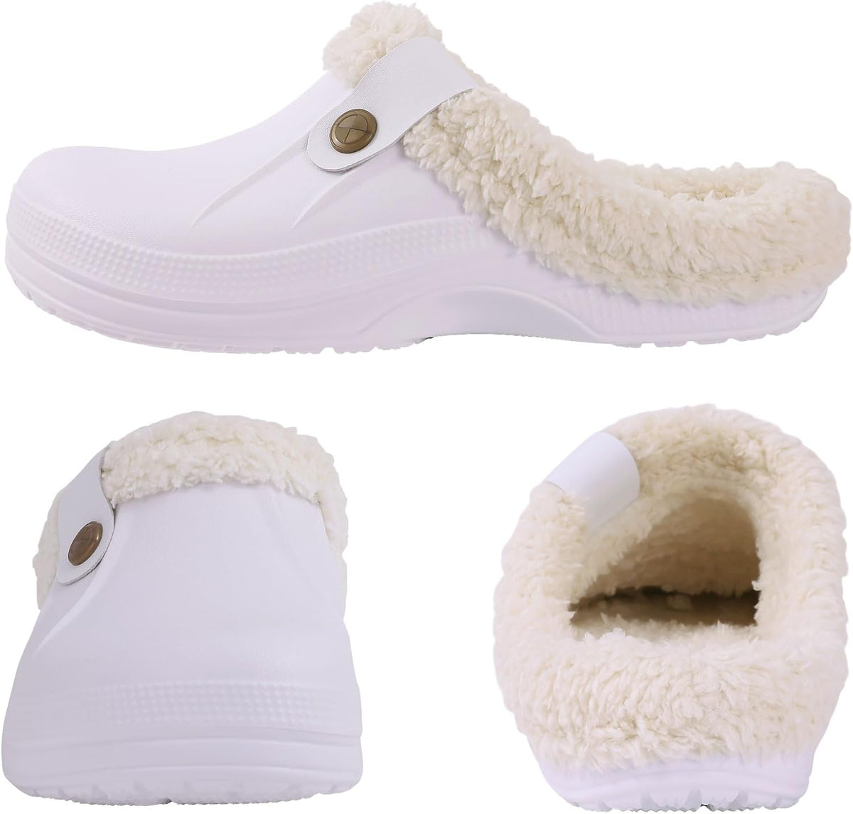 NOUVEAU RICHE Warm gefütterte Clogs – Wasserabweisende Plüsch-Gartenclogs mit Memory-Schaum & rutschfester Sohle – Marmari