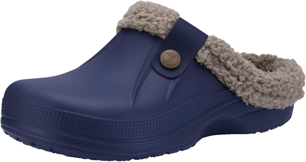 NOUVEAU RICHE Warm gefütterte Clogs – Wasserabweisende Plüsch-Gartenclogs mit Memory-Schaum & rutschfester Sohle – Marmari