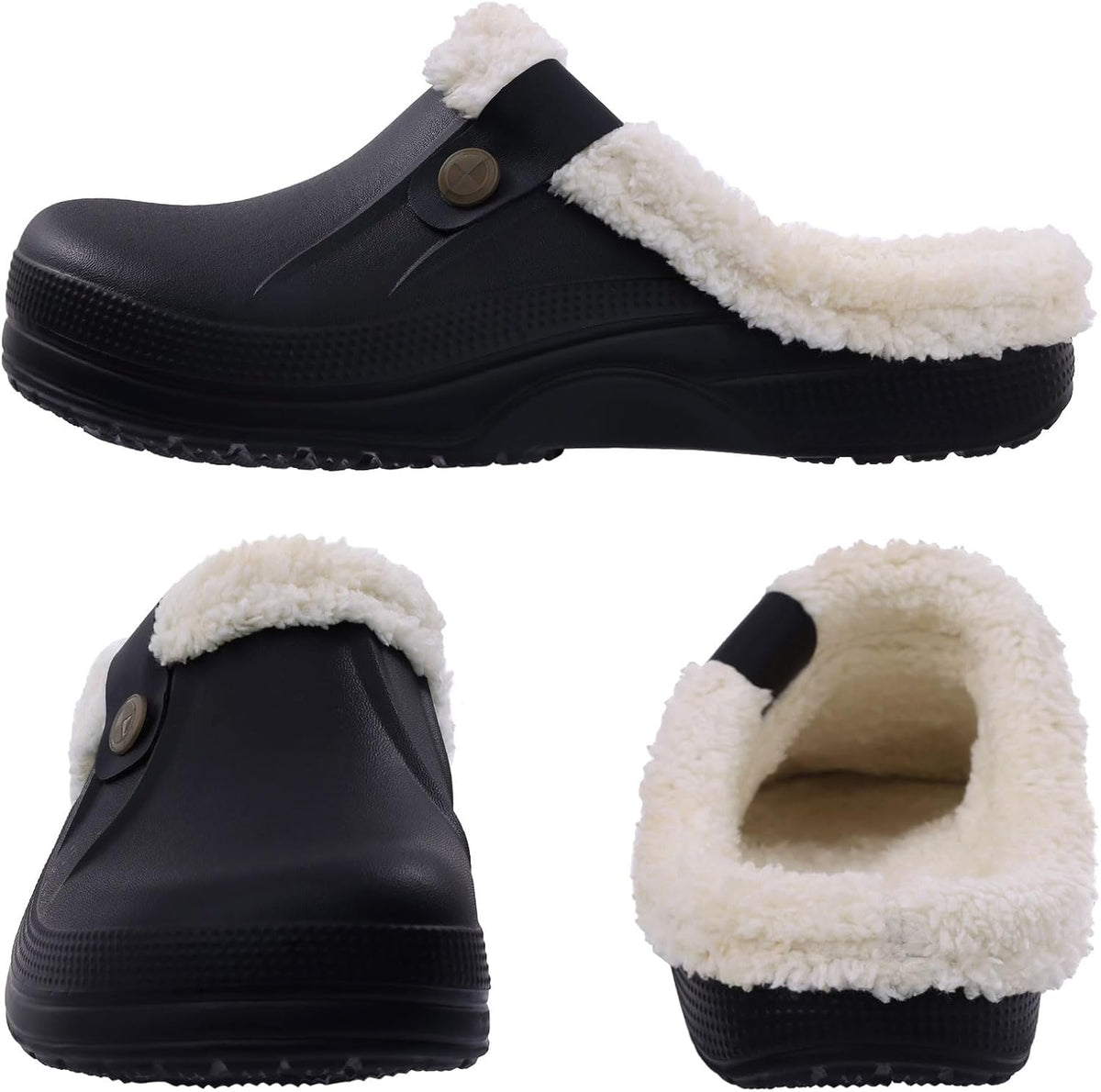 NOUVEAU RICHE Warm gefütterte Clogs – Wasserabweisende Plüsch-Gartenclogs mit Memory-Schaum & rutschfester Sohle – Marmari