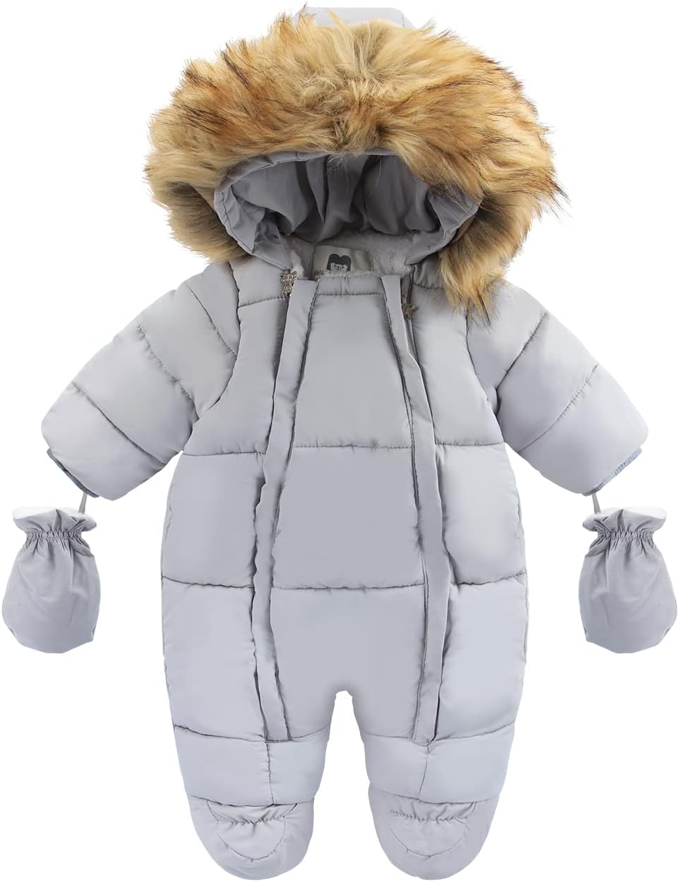 NOUVEAU RICHE Baby Schneeanzug mit Kapuze – Warmer Winteroverall mit weichem Futter & Reissverschluss, 4 Farben, 0-24 Monate – Figueral