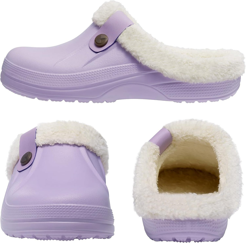 NOUVEAU RICHE Warm gefütterte Clogs – Wasserabweisende Plüsch-Gartenclogs mit Memory-Schaum & rutschfester Sohle – Marmari