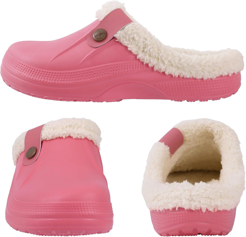 NOUVEAU RICHE Warm gefütterte Clogs – Wasserabweisende Plüsch-Gartenclogs mit Memory-Schaum & rutschfester Sohle – Marmari