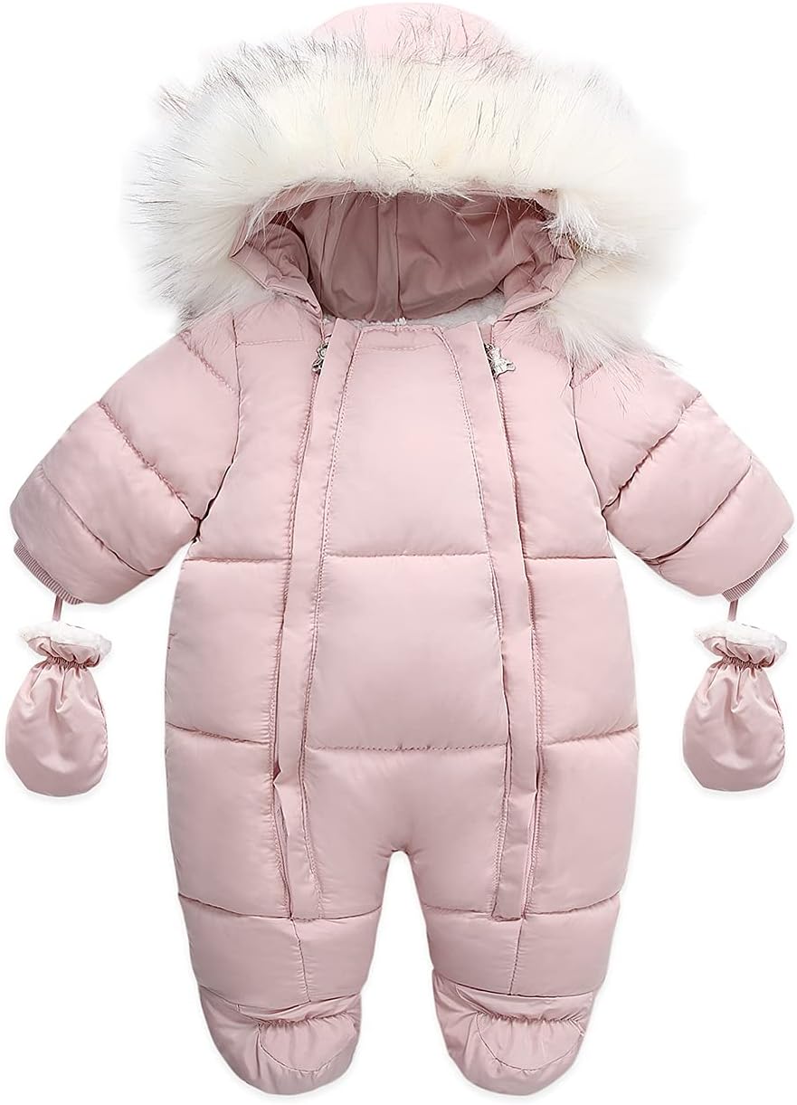 NOUVEAU RICHE Baby Schneeanzug mit Kapuze – Warmer Winteroverall mit weichem Futter & Reissverschluss, 4 Farben, 0-24 Monate – Figueral