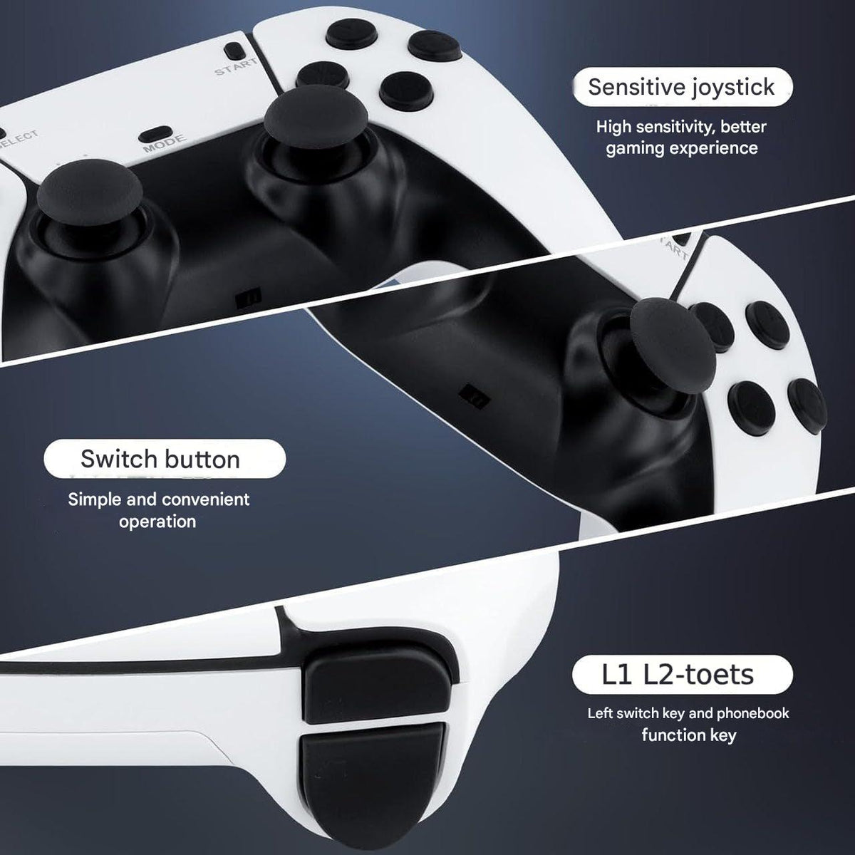 NOUVEAU RICHE Retro-Spielkonsole mit HDMI – Retro TV-Konsole mit 2 kabellosen Controllern, Plug & Play – Pixento