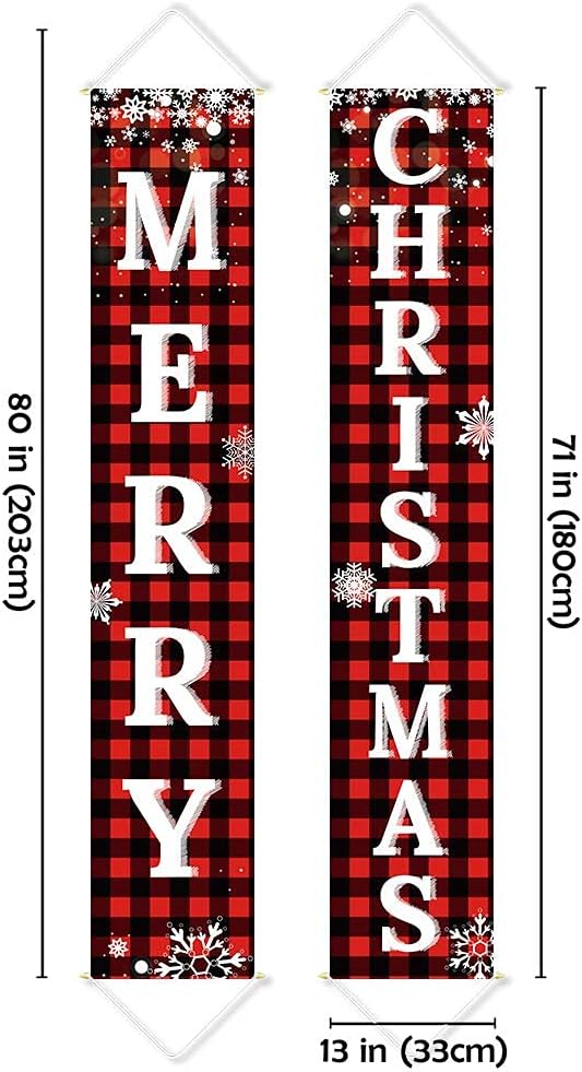 NOUVEAU RICHE Weihnachtstürhänger – Rot-Schwarz Karierter Türschmuck, Rustikale Weihnachtsdeko für Haustür & Kamin – ChristmasPlaid