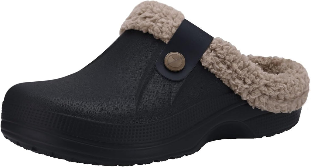 NOUVEAU RICHE Warm gefütterte Clogs – Wasserabweisende Plüsch-Gartenclogs mit Memory-Schaum & rutschfester Sohle – Marmari
