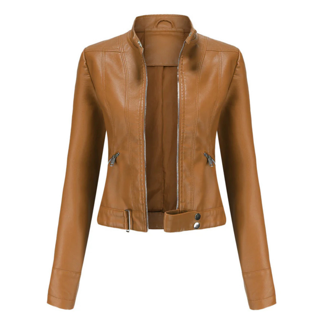 NOUVEAU RICHE Wasserdichte Kurzjacke Damen Langarm Stilvoll Schutz Hell Braun