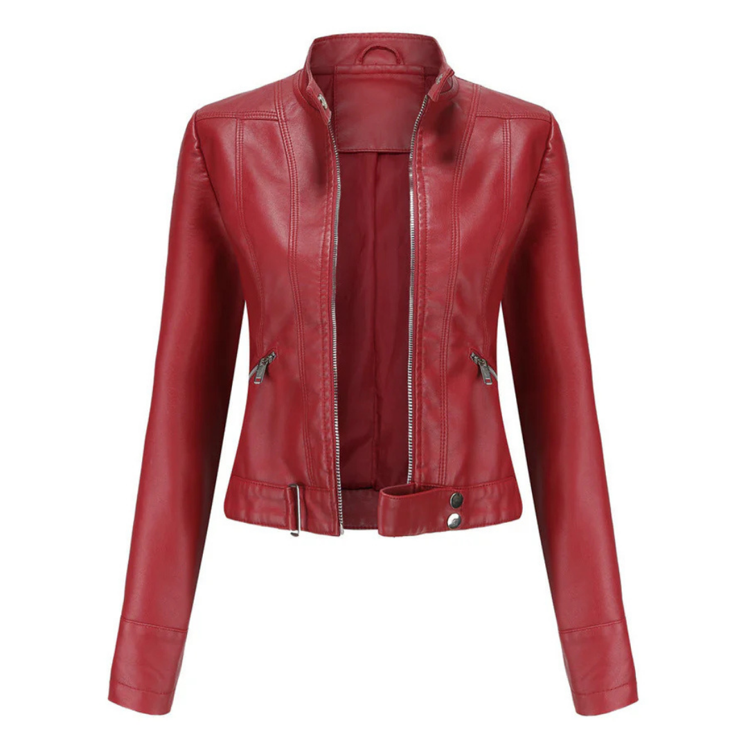 NOUVEAU RICHE Wasserdichte Kurzjacke Damen Langarm Stilvoll Schutz Rot