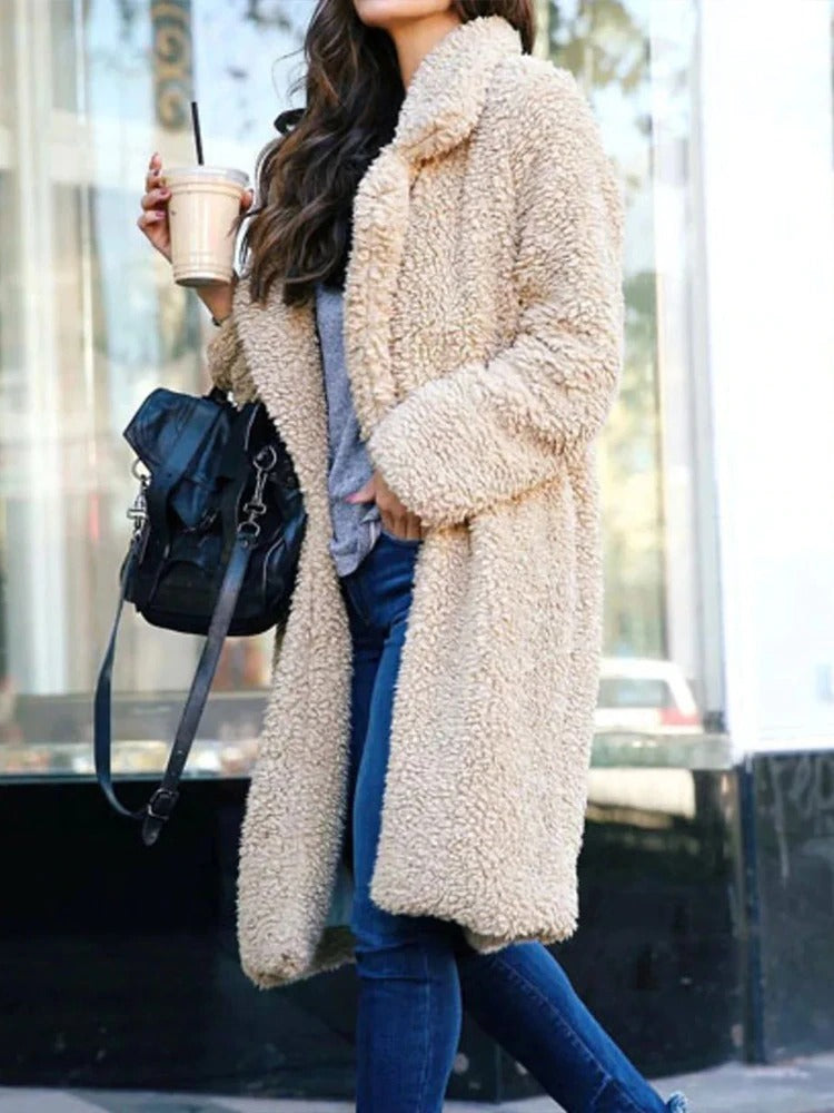 NOUVEAU RICHE Teddy Mantel Versteckte Tasche Weiches Futter Bequem - Winterjacke - Wintermäntel Damen