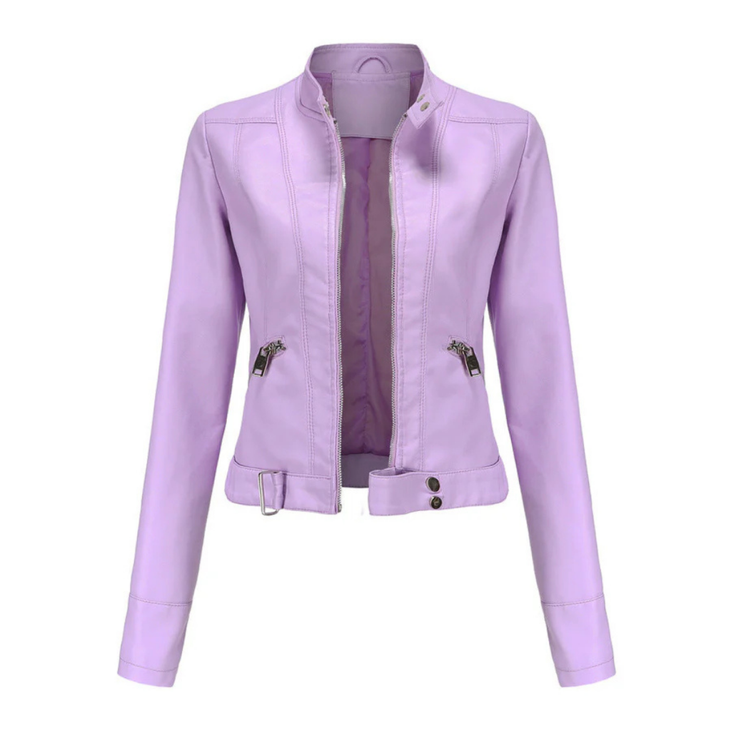 NOUVEAU RICHE Wasserdichte Kurzjacke Damen Langarm Stilvoll Schutz Violet