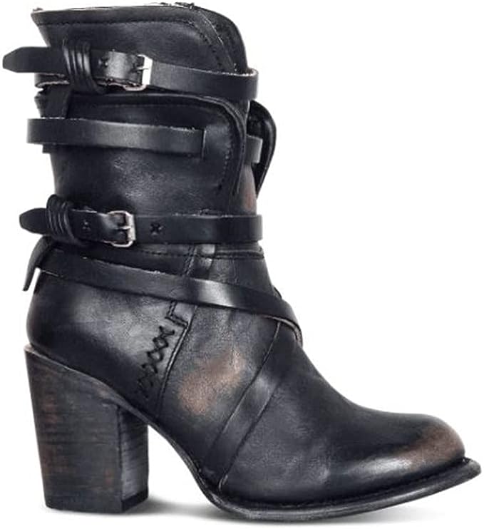 NOUVEAU RICHE Lederstiefeletten PU Leder Retrolook Boho Stil Damen