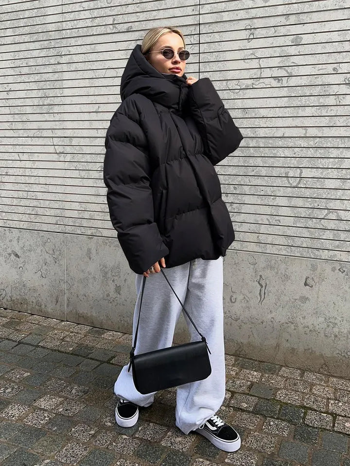 NOUVEAU RICHE Mantel Damen Warm Gefüttert Elegant Komfortabel Mit Stil - Winterjacke - Wintermäntel Damen Schwarz