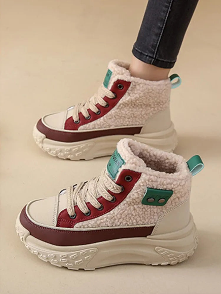 NOUVEAU RICHE Schneestiefel Damen Dicker Warmer Sohle Für Winter Komfort