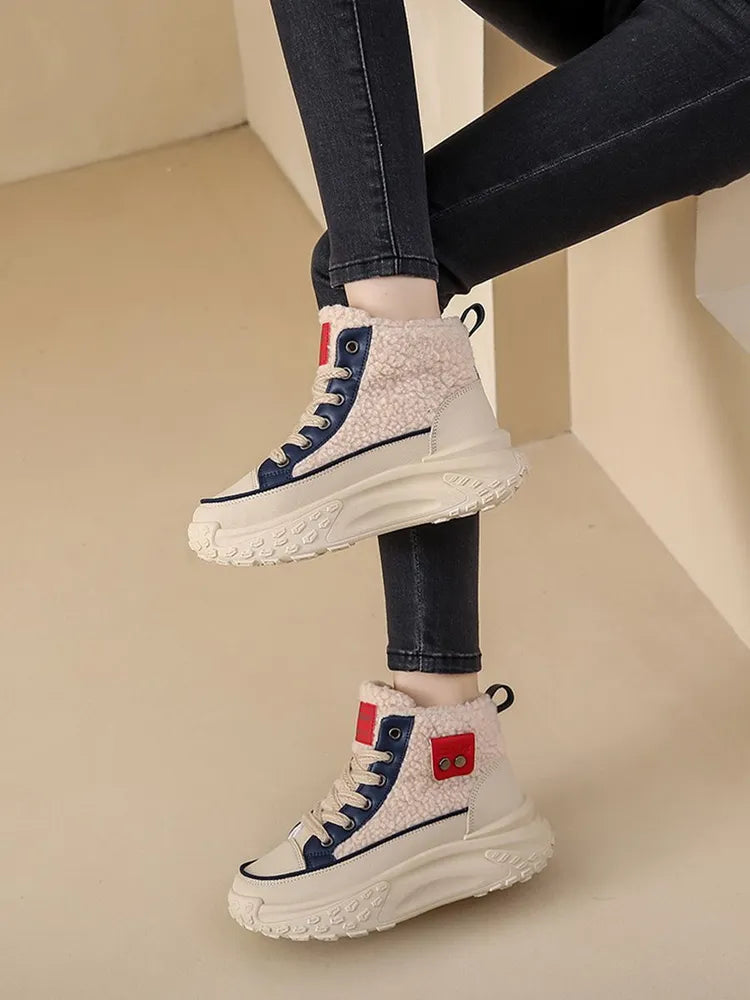 NOUVEAU RICHE Schneestiefel Damen Dicker Warmer Sohle Für Winter Komfort