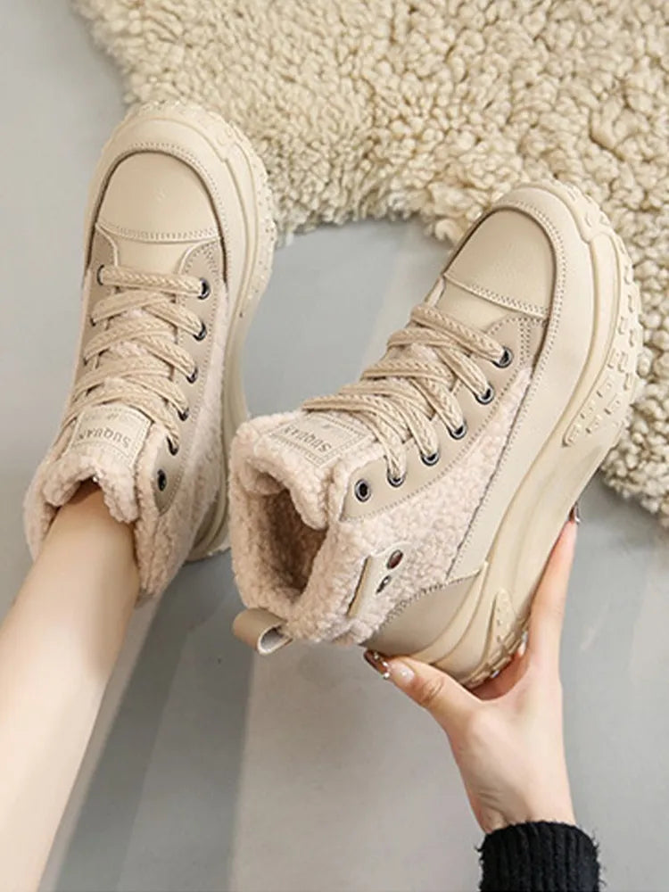 NOUVEAU RICHE Schneestiefel Damen Dicker Warmer Sohle Für Winter Komfort