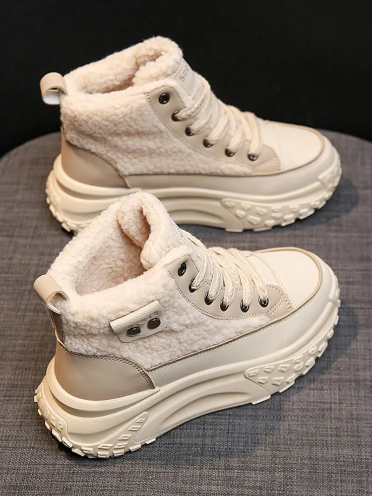 NOUVEAU RICHE Schneestiefel Damen Dicker Warmer Sohle Für Winter Komfort