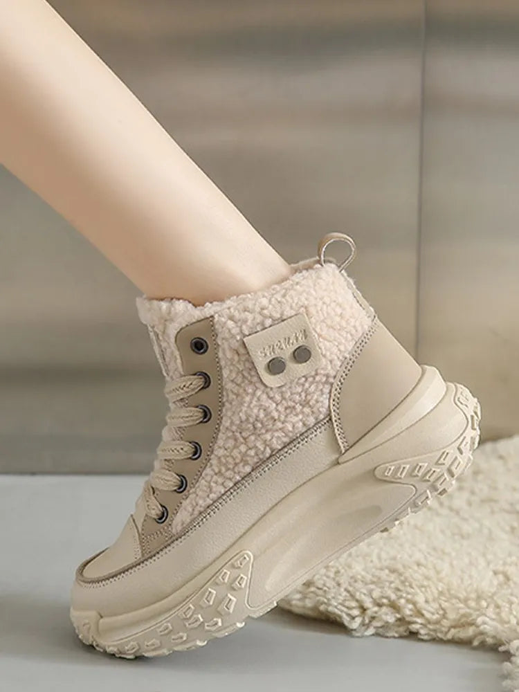 NOUVEAU RICHE Schneestiefel Damen Dicker Warmer Sohle Für Winter Komfort