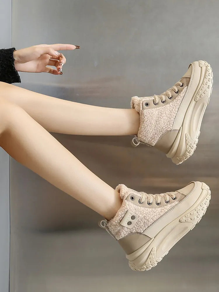NOUVEAU RICHE Schneestiefel Damen Dicker Warmer Sohle Für Winter Komfort