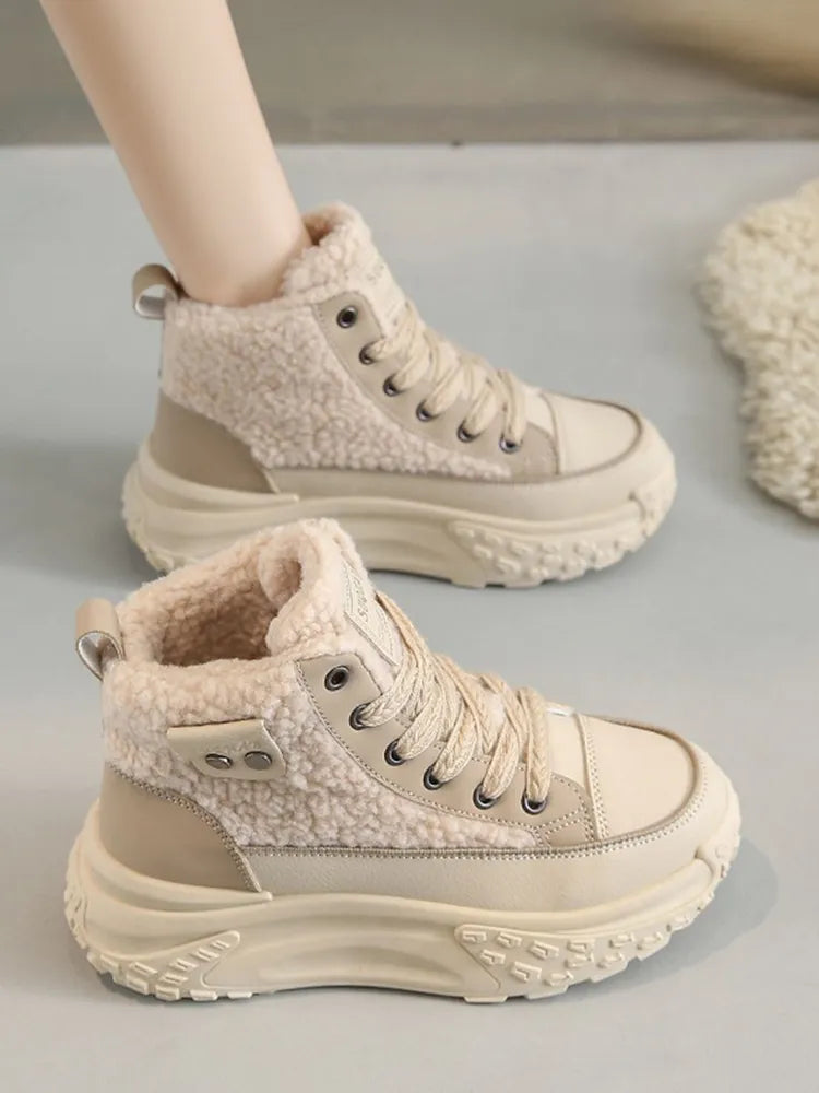 NOUVEAU RICHE Schneestiefel Damen Dicker Warmer Sohle Für Winter Komfort