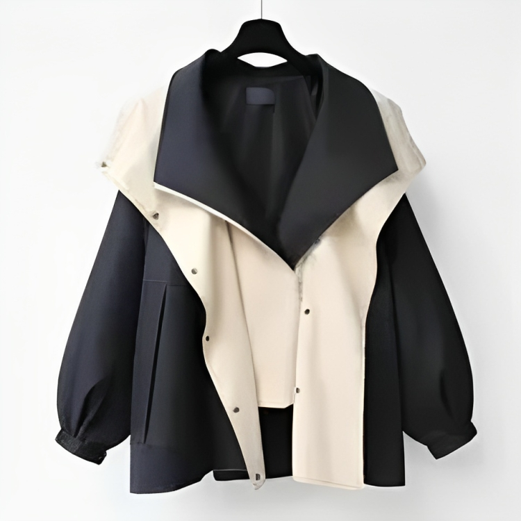 NOUVEAU RICHE Damen Regenjacke Stilvolle Trocken Outfit Graue Tage Schwarz