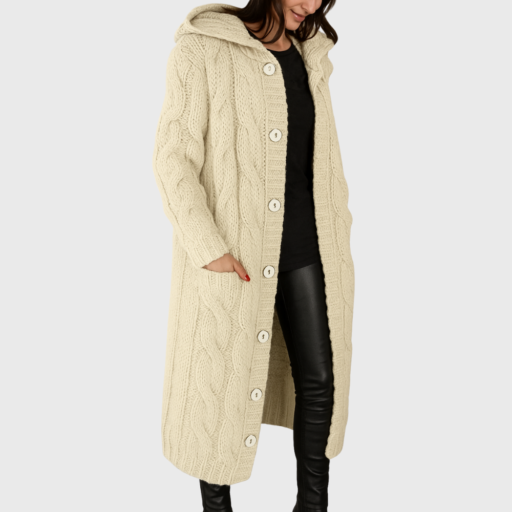 Pamelo | Damen Strickjacke Longline - Langer Cardigan mit Taschen & Ohne Verschluss