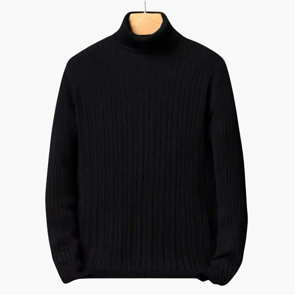 NOUVEAU RICHE Herren Rollkragenpullover Figurbetonte Passform Schlank Schwarz