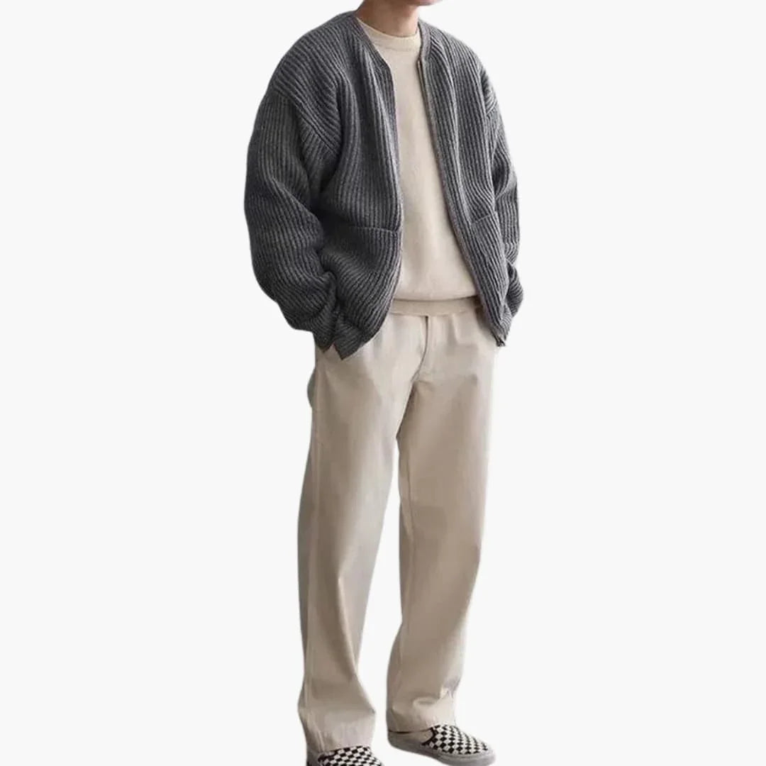 NOUVEAU RICHE Strickjacke Für Herren Offene Vorderseite Lockerer Schnitt